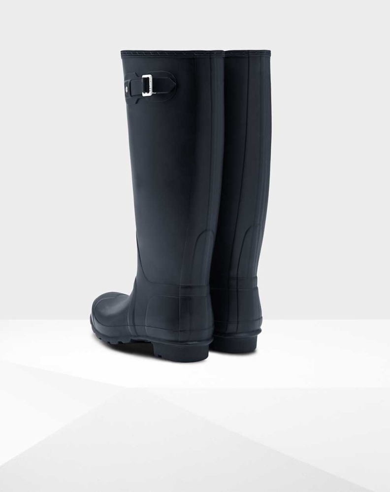 Navy Women's Hunter Original Wide Leg Wellington Tall Rain Boots | YJAE-28035