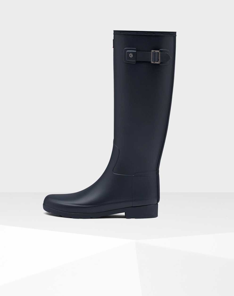 Navy Women's Hunter Refined Slim Fit Wellington Tall Rain Boots | QVEO-75421