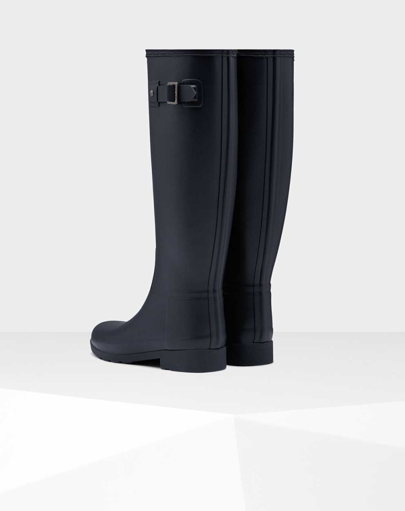 Navy Women's Hunter Refined Slim Fit Wellington Tall Rain Boots | QVEO-75421