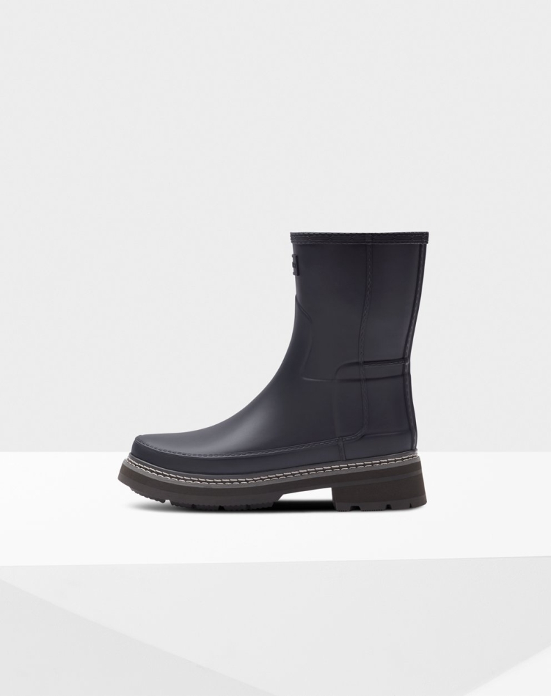 Navy Women's Hunter Refined Stitch Detail Short Rain Boots | EITG-64823