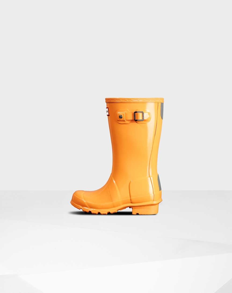 Orange Kids' Hunter Original Big Gloss Wellington Short Rain Boots | TCUM-83945