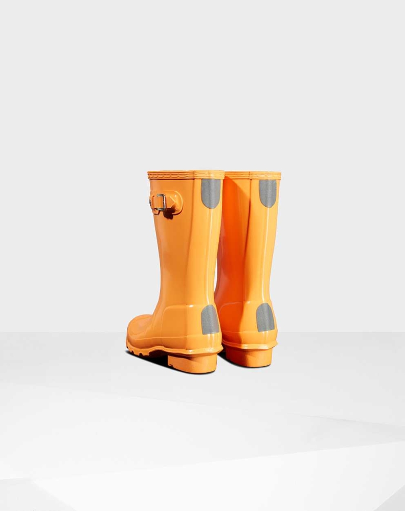 Orange Kids' Hunter Original Big Gloss Wellington Short Rain Boots | TCUM-83945