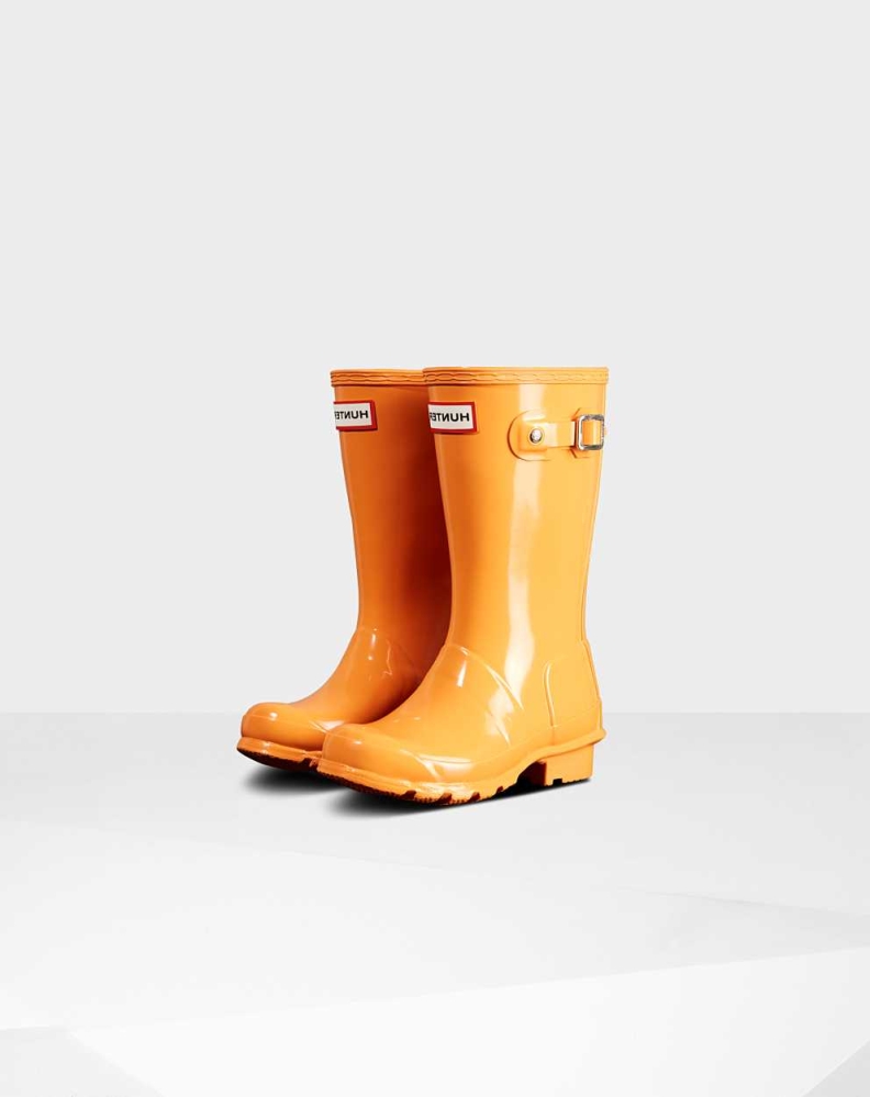 Orange Kids\' Hunter Original Big Gloss Wellington Short Rain Boots | TCUM-83945