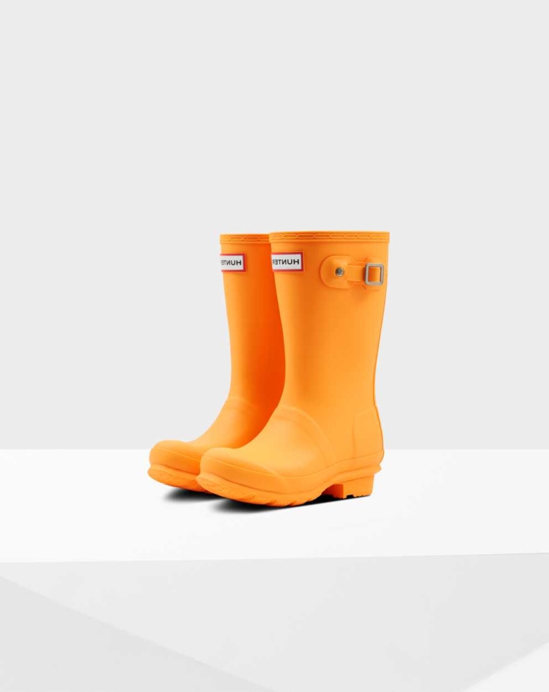 Orange Kids\' Hunter Original Big Wellington Short Rain Boots | NJPG-10964