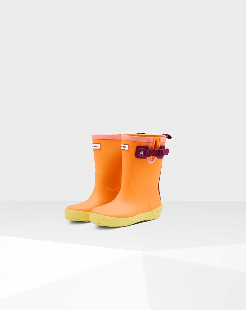 Orange Kids\' Hunter Original Davison Wellington Short Rain Boots | TZSV-16897