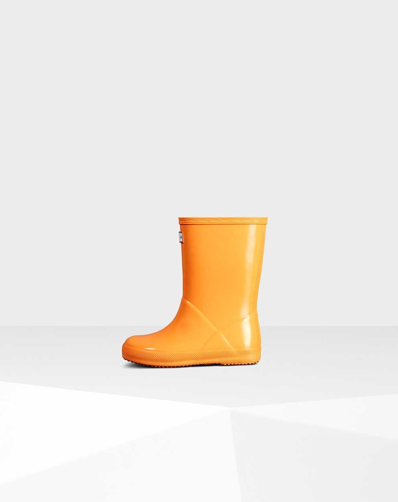 Orange Kids' Hunter Original First Classic Gloss Wellington Short Rain Boots | ZSMR-62498