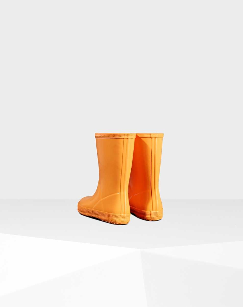 Orange Kids' Hunter Original First Classic Gloss Wellington Short Rain Boots | ZSMR-62498