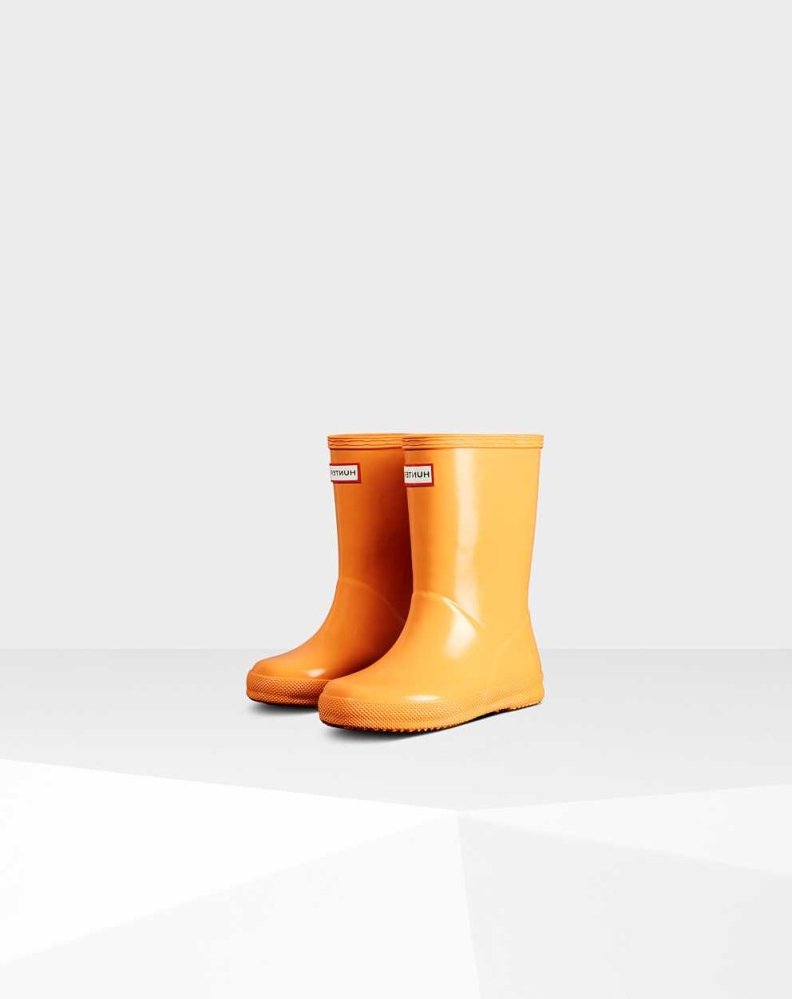 Orange Kids\' Hunter Original First Classic Gloss Wellington Short Rain Boots | ZSMR-62498