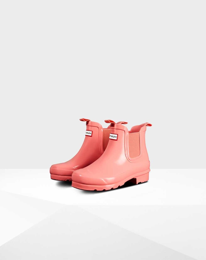 Pink Kids\' Hunter Original Big Gloss Chelsea Boots | QNCH-54921