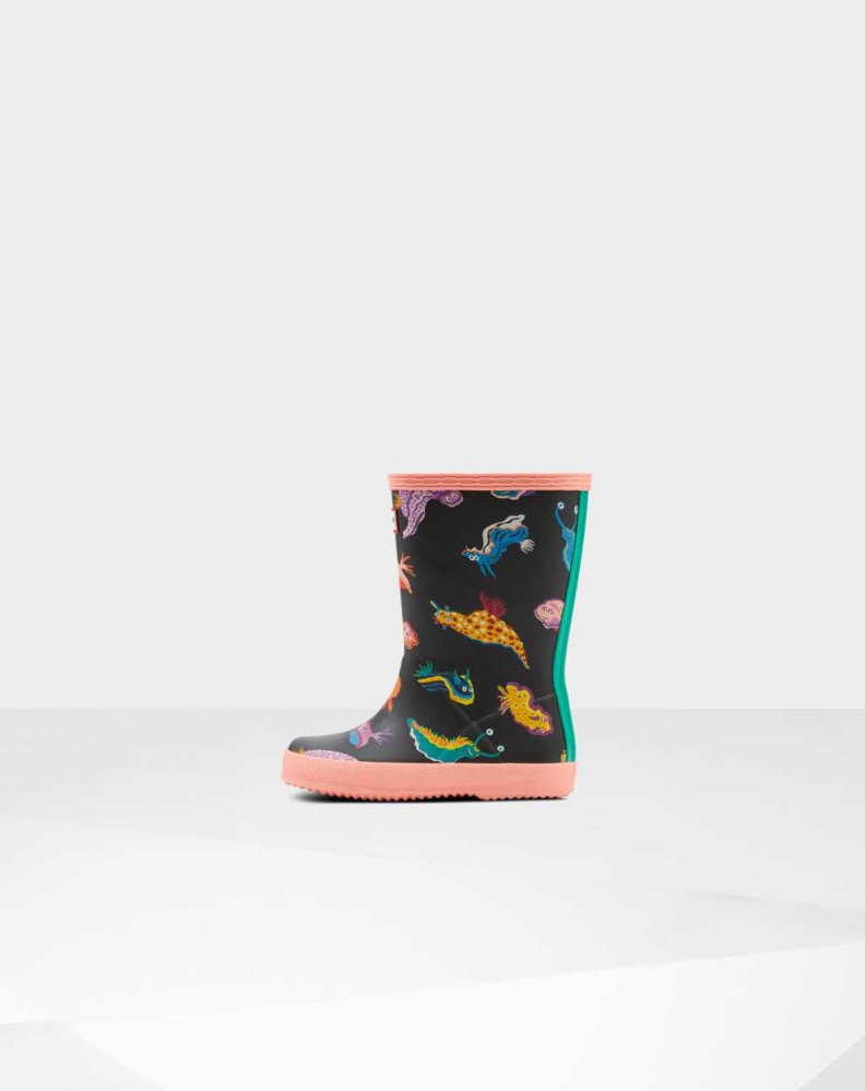 Pink Kids' Hunter Original First Classic Sea Monster Print Wellington Short Rain Boots | EPTD-32785