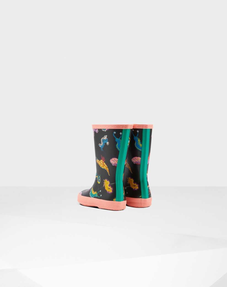 Pink Kids' Hunter Original First Classic Sea Monster Print Wellington Short Rain Boots | EPTD-32785