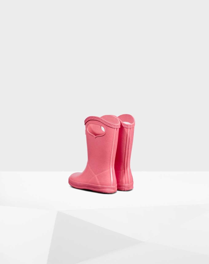 Pink Kids' Hunter Original First Classic Grab Handle Gloss Wellington Short Rain Boots | LZDJ-60472