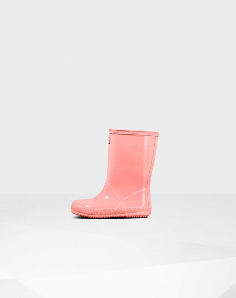 Pink Kids' Hunter Original First Classic Gloss Wellington Short Rain Boots | OLJV-50469