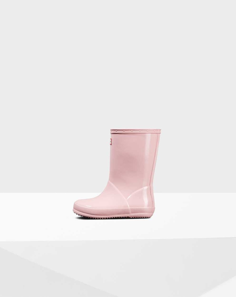 Pink Kids' Hunter Original First Classic Gloss Wellington Short Rain Boots | SOPD-20418