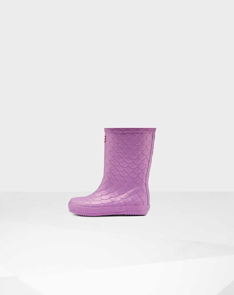 Pink Kids' Hunter Original First Sea Dragon Texture Wellington Short Rain Boots | KWOC-85703