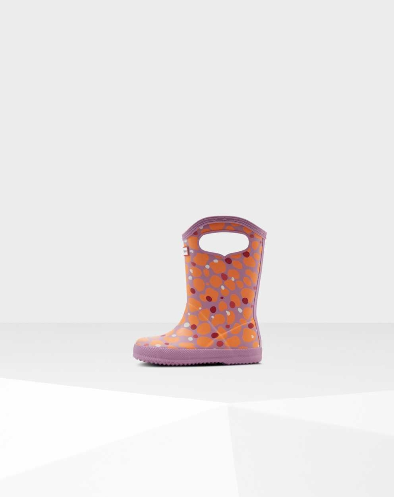 Pink Kids' Hunter Original First Spot Camo Grab Handle Wellington Short Rain Boots | BYWG-51892