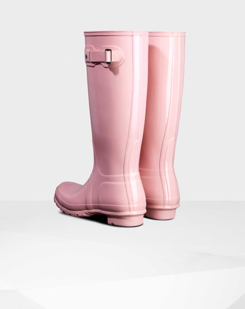 Pink Women's Hunter Original Gloss Wellington Tall Rain Boots | JAMC-49025