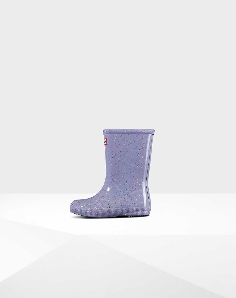 Purple Kids' Hunter Original First Giant Glitter Wellington Short Rain Boots | GCSI-41957