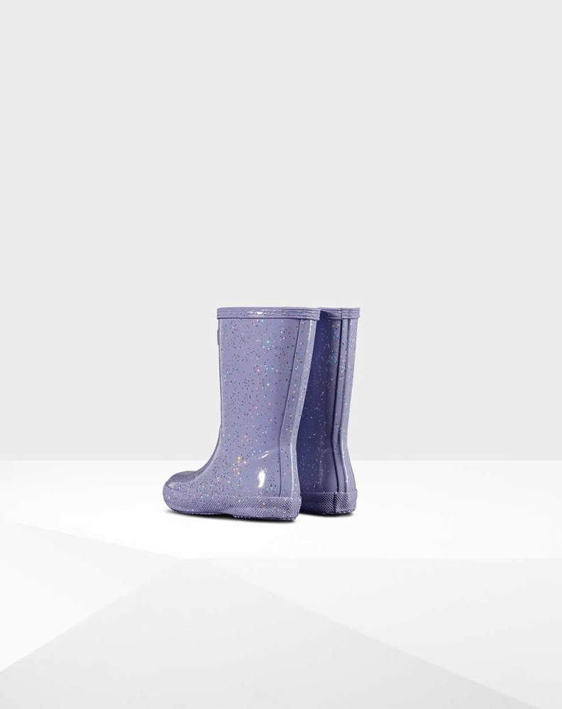 Purple Kids' Hunter Original First Giant Glitter Wellington Short Rain Boots | GCSI-41957