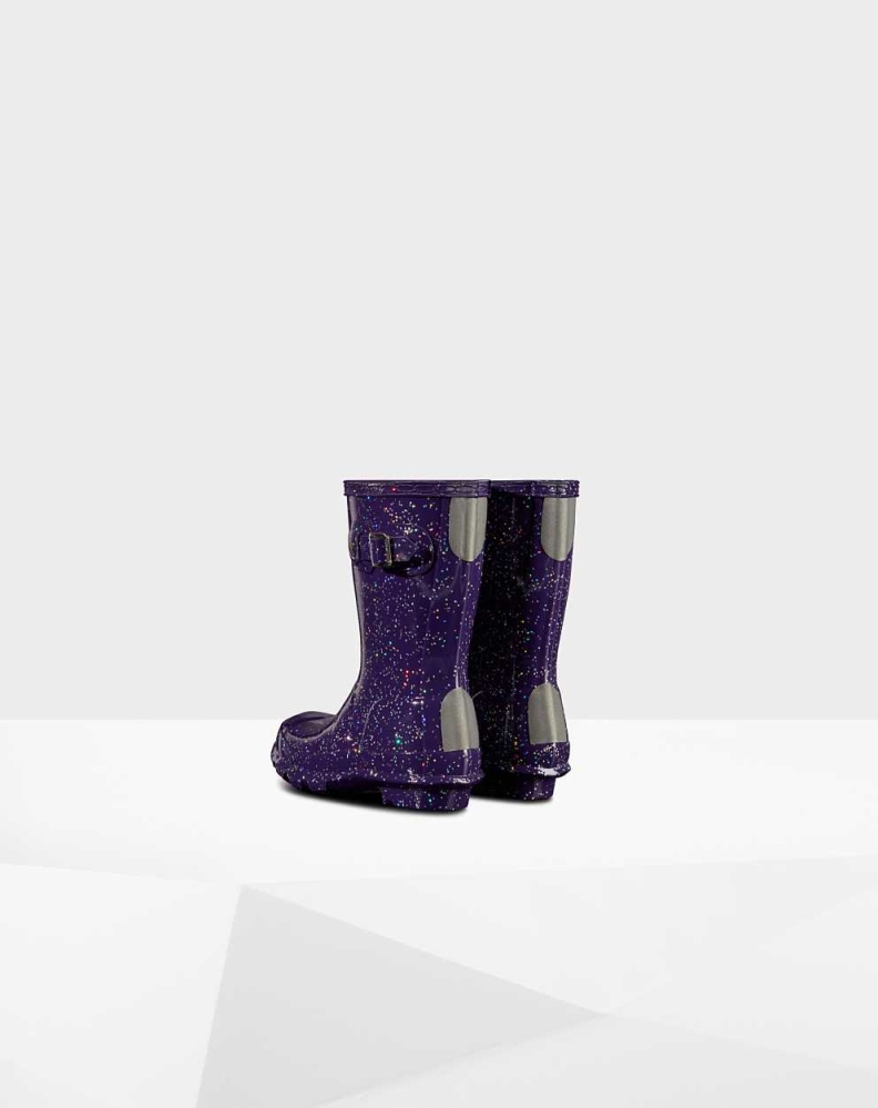 Purple Kids' Hunter Original Little Giant Glitter Wellington Short Rain Boots | KHQU-39706