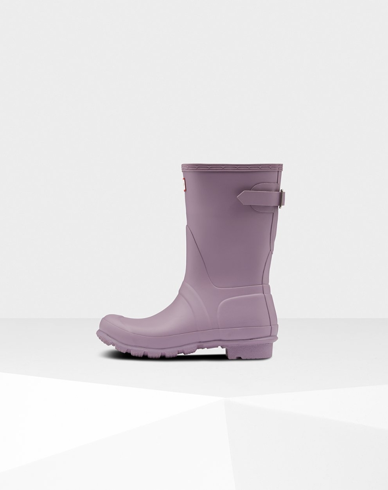 Purple Women's Hunter Original Back Adjustable Short Rain Boots | YAVL-43758