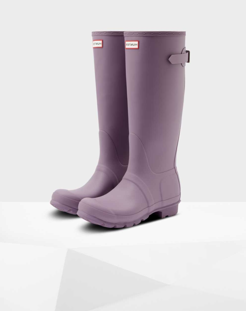 Purple Women\'s Hunter Original Back Wellington Tall Rain Boots | LCXF-29451