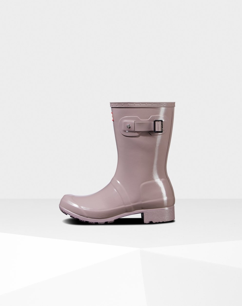 Purple Women's Hunter Original Tour Foldable Gloss Short Rain Boots | GXFN-84705