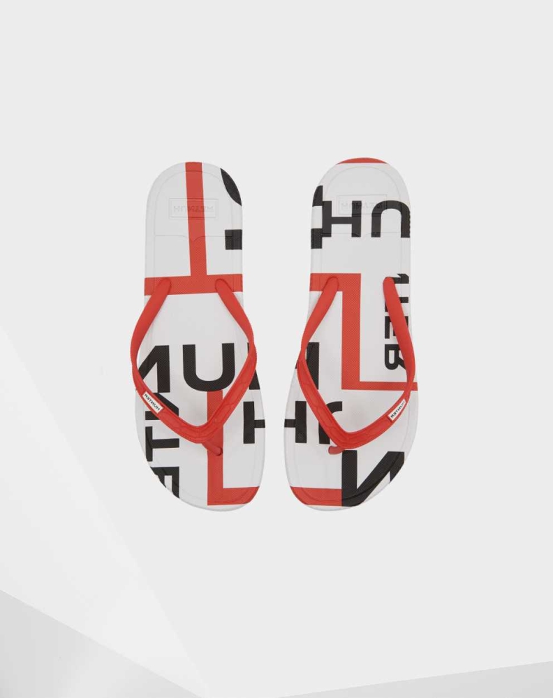 Red Men's Hunter Original Exploded Logo Flip Flops | RCZO-25738