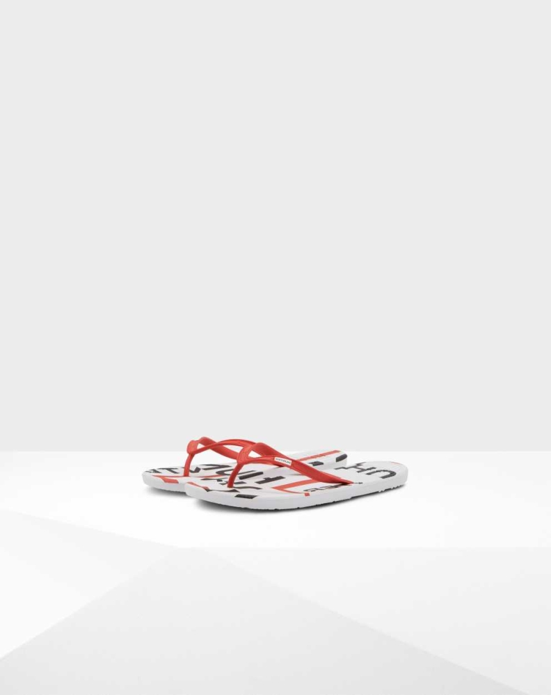 Red Men's Hunter Original Exploded Logo Flip Flops | RCZO-25738