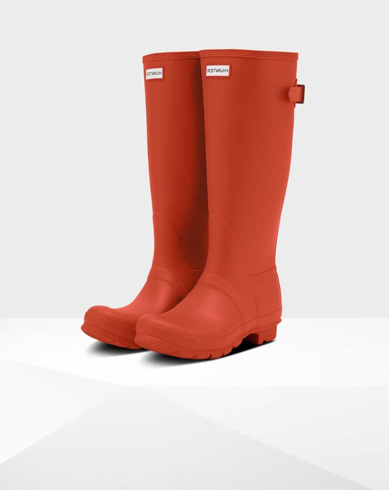 Red Women\'s Hunter Original Back Wellington Tall Rain Boots | ZTQM-65234