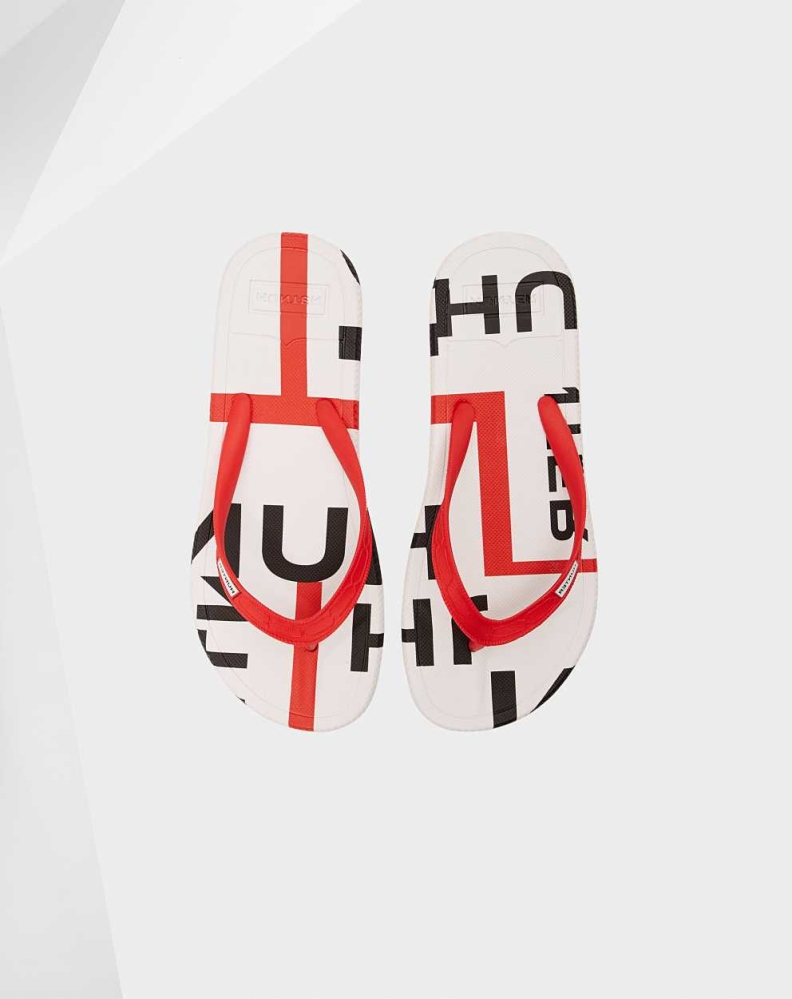 Red Women's Hunter Original Exploded Logo Flip Flops | WABE-14802