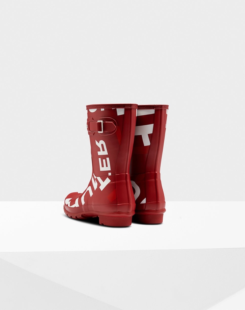 Red Women's Hunter Original Exploded Logo Short Rain Boots | XZPQ-43091