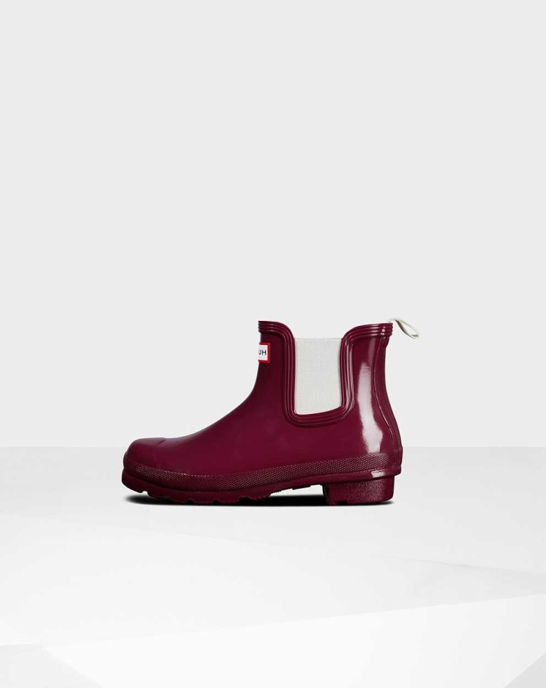 Red Women's Hunter Original Gloss Chelsea Boots | RTLF-42698