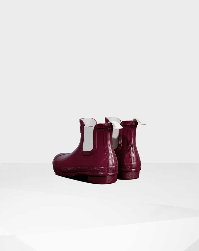 Red Women's Hunter Original Gloss Chelsea Boots | RTLF-42698