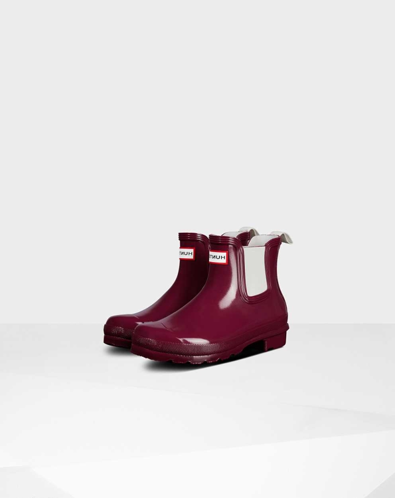 Red Women\'s Hunter Original Gloss Chelsea Boots | RTLF-42698