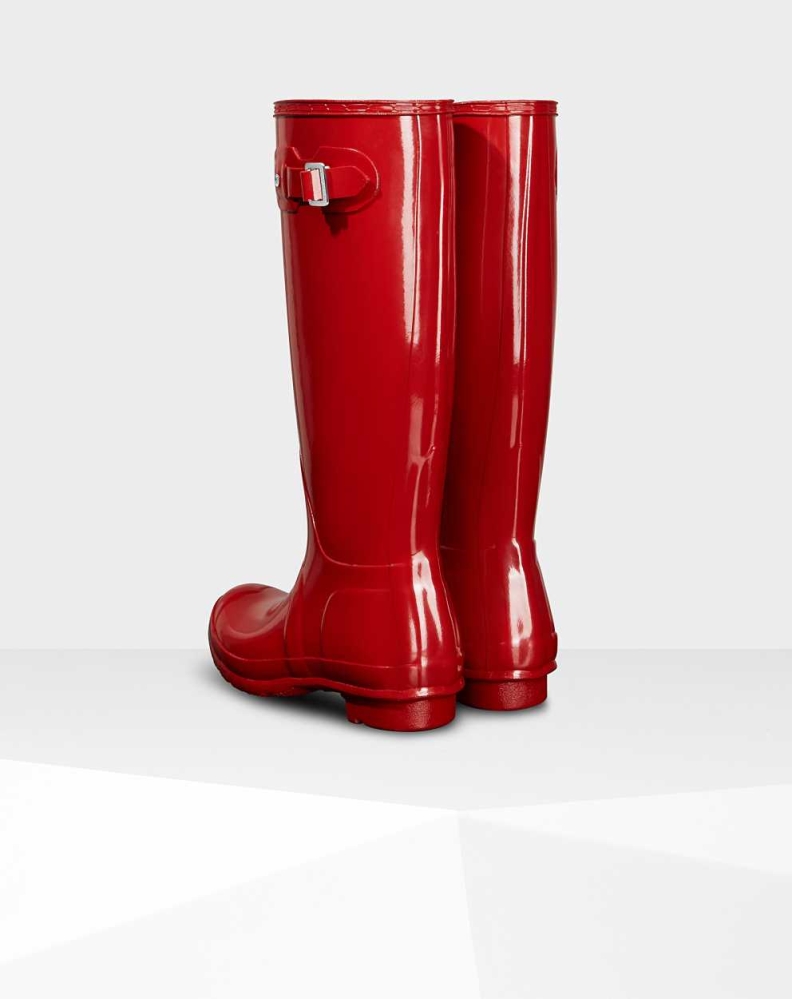 Red Women's Hunter Original Gloss Wellington Tall Rain Boots | ORNC-71405