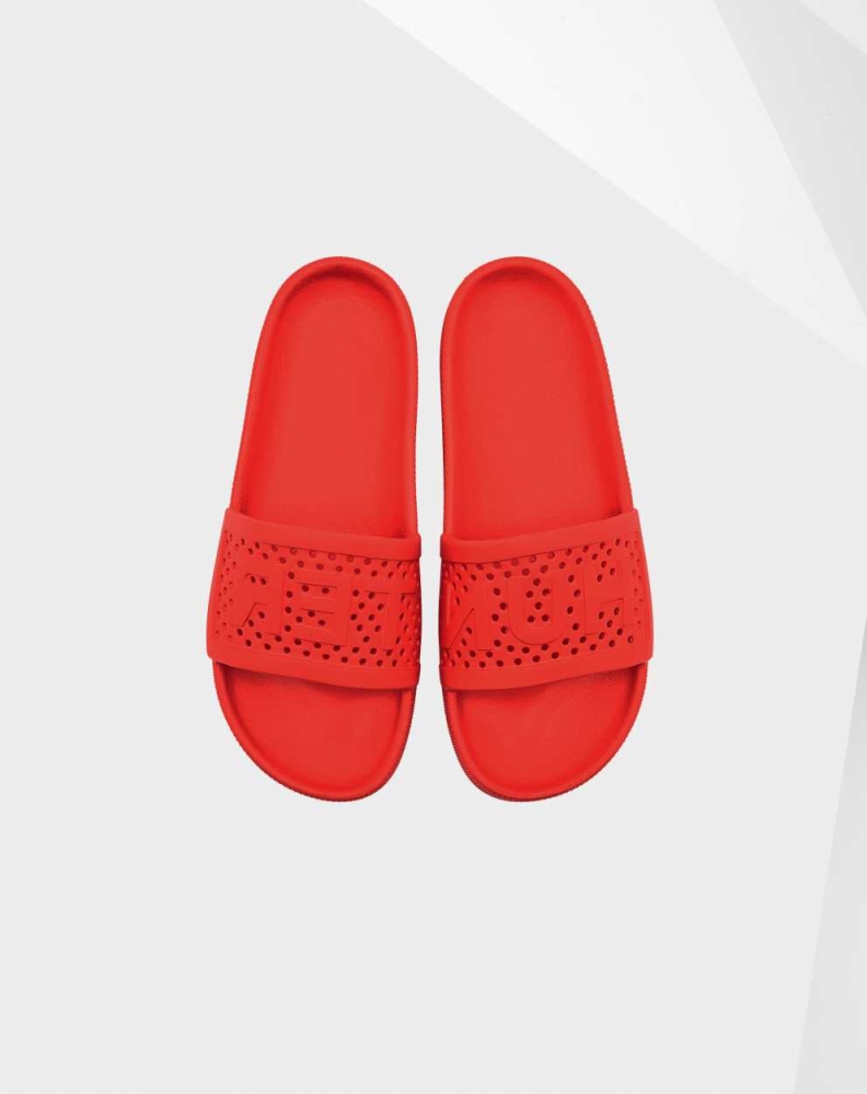 Red Women's Hunter Original Lightweight Moulded Slides | JPGW-49167