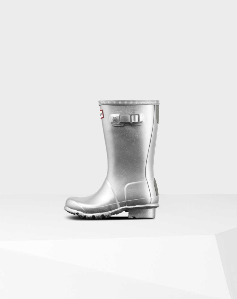 Silver Kids' Hunter Original Big Cosmic Wellington Short Rain Boots | QGWE-19623