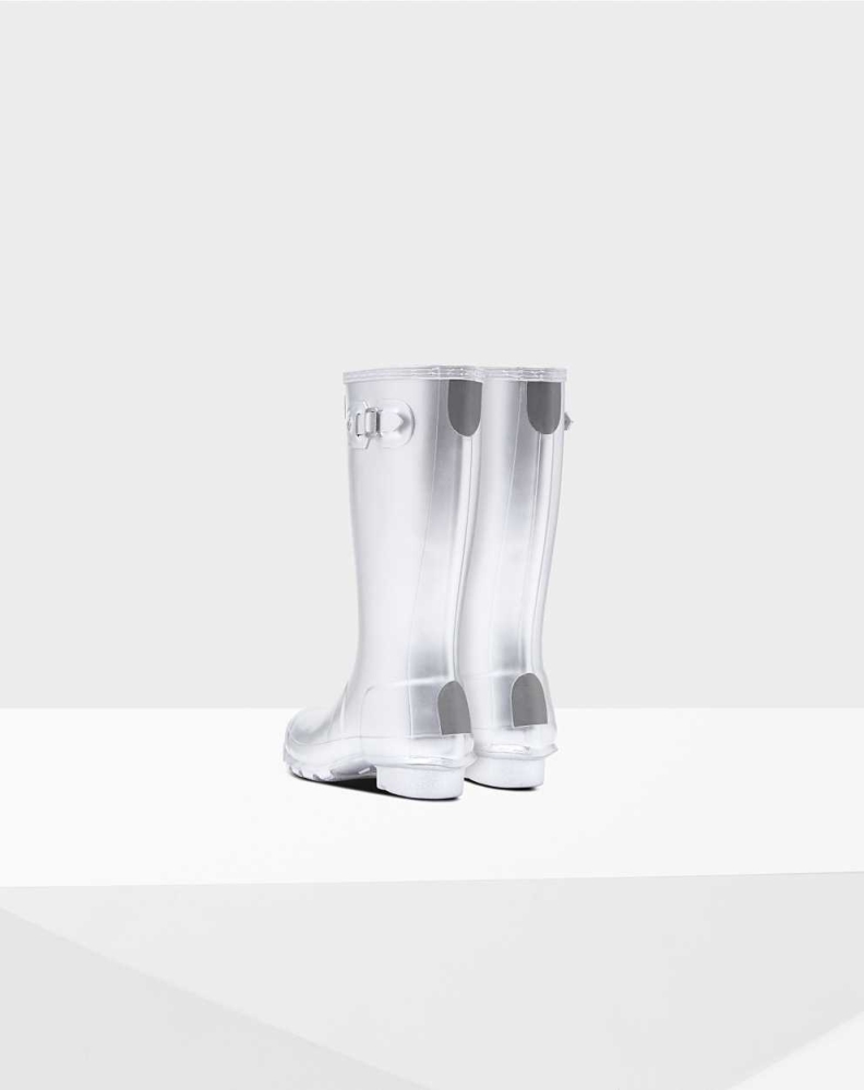 Silver Kids' Hunter Original Big Metallic Wellington Tall Rain Boots | JMSE-53468