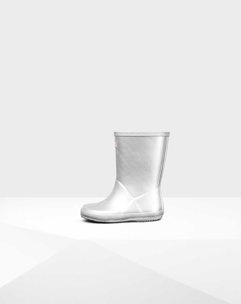 Silver Kids' Hunter Original First Classic Metallic Wellington Short Rain Boots | ZIJV-28604