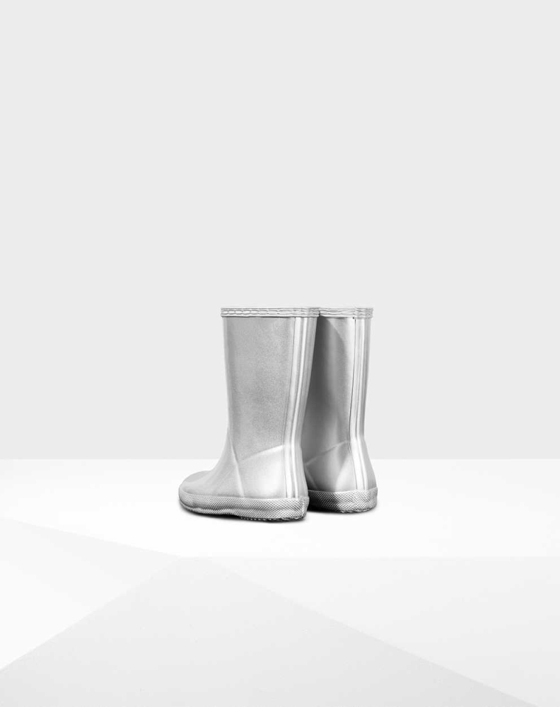 Silver Kids' Hunter Original First Classic Metallic Wellington Short Rain Boots | ZIJV-28604