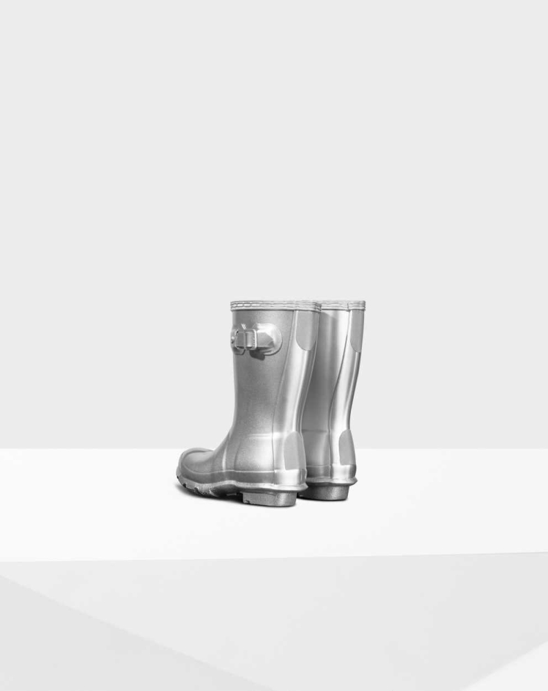 Silver Kids' Hunter Original Little Metallic Wellington Tall Rain Boots | IMSW-03689