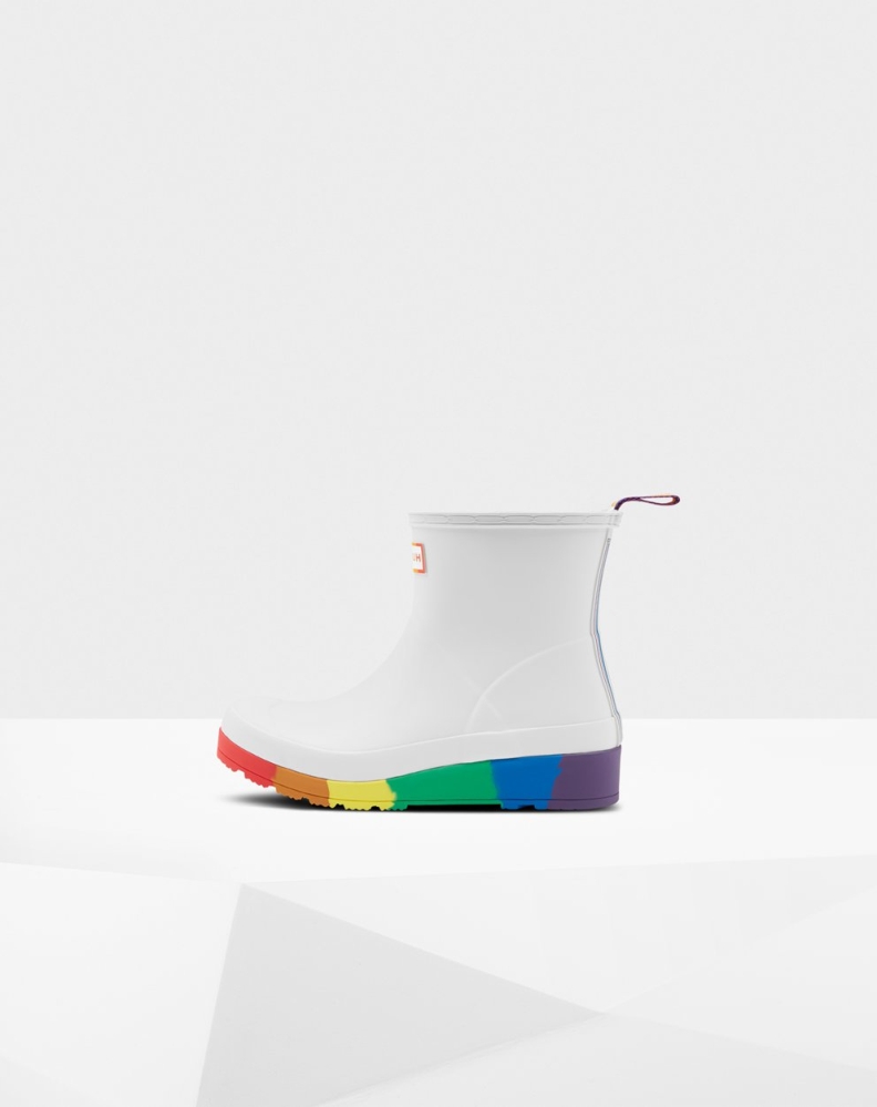 White Women's Hunter Original Pride Flatform Rain Play Boots | HYJB-64579