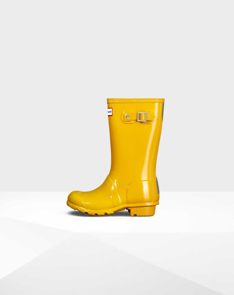 Yellow Kids' Hunter Original Big Gloss Wellington Short Rain Boots | FHLY-25948