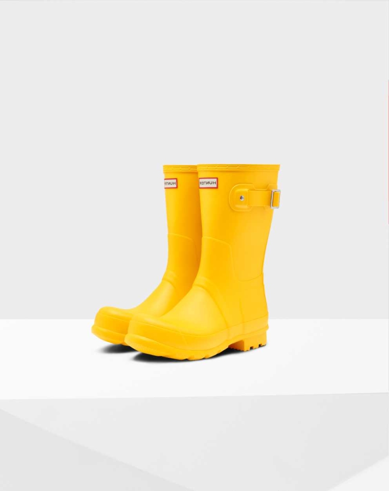 Yellow Men\'s Hunter Original Wellington Short Rain Boots | WQFC-53860