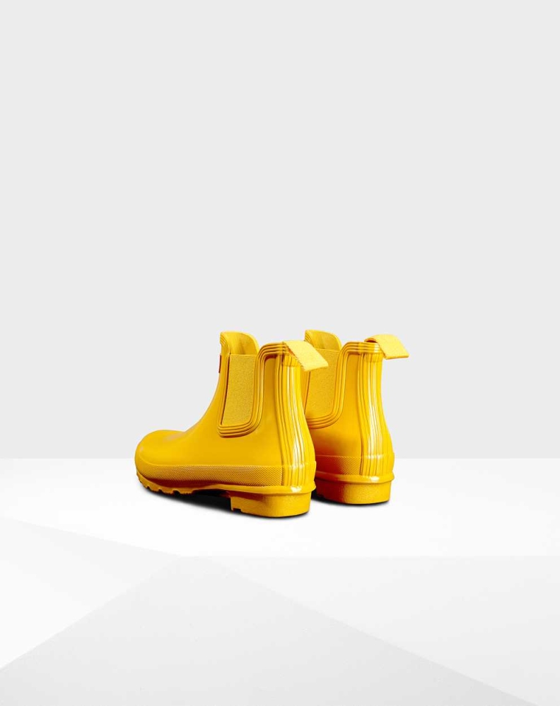 Yellow Women's Hunter Original Gloss Chelsea Boots | FMSO-10429