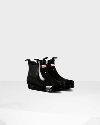 Black Kids' Hunter Original Big Gloss Chelsea Boots | AUQZ-74208