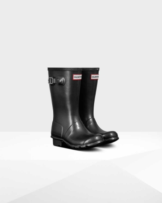 Black Kids' Hunter Original Big Pearlized Wellington Short Rain Boots | GMOE-70651