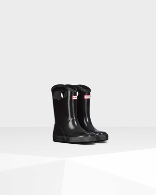 Black Kids' Hunter Original First Classic Grab Handle Gloss Wellington Short Rain Boots | QTPE-52698