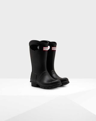 Black Kids' Hunter Original Grab Handle Wellington Short Rain Boots | OQIM-43759